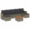 Image de vidaXL Ensemble de jardin canapé 8 pièces avec coussins Gris Poly rotin