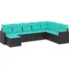 Image de vidaXL Ensemble de 8 canapés de jardin avec coussins, polyrattan noir