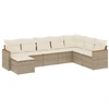 Image de vidaXL Ensemble de jardin canapé 8 pièces avec coussins Beige Poly Rattan