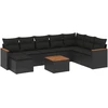 Image de vidaXL Ensemble de salon de jardin 9 pièces avec coussins noir poly rotin