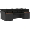 Image de vidaXL Ensemble de salon de jardin 6 pièces avec coussins noir poly rotin