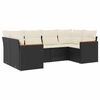 Image de vidaXL Ensemble de salon de jardin 6 pièces avec coussins noir poly rotin