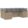 Image de vidaXL Ensemble de salon de jardin 6 pièces avec coussins Beige Poly Rattan