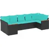 Image de vidaXL Ensemble de 7 canapés de jardin avec coussins, polyrattan noir