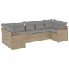 Image de vidaXL Ensemble de salon de jardin 7 pièces avec coussins Beige Poly Rattan