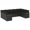 Image de vidaXL Ensemble de salon de jardin 9 pièces avec coussins noir poly rotin