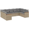 Image de vidaXL Ensemble de salon de jardin 9 pièces avec coussins beige Poly rotin