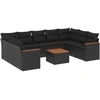 Image de vidaXL Ensemble de 10 canapés de jardin avec coussins noir poly rotin