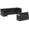 Image de vidaXL Ensemble de salon de jardin 9 pièces avec coussins noir poly rotin