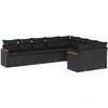 Image de vidaXL Ensemble de salon de jardin 9 pièces avec coussins noir poly rotin