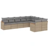 Image de vidaXL Ensemble de salon de jardin 9 pièces avec coussins beige Poly rotin