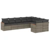 Image de vidaXL Ensemble de salon de jardin 9 pièces avec coussins Gris Poly rotin