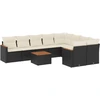 Image de vidaXL Ensemble de 10 canapés de jardin avec coussins noir poly rotin