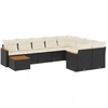 Image de vidaXL Ensemble de 10 canapés de jardin avec coussins noir poly rotin