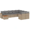 Image de vidaXL Ensemble de salon de jardin 10 pièces avec coussins Beige Poly Rattan