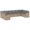 Image de vidaXL Ensemble de salon de jardin 10 pièces avec coussins Beige Poly Rattan