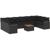 Image de vidaXL Ensemble de salon de jardin 11 pièces avec coussins noir poly rotin