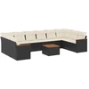 Image de vidaXL Ensemble de salon de jardin 11 pièces avec coussins noir poly rotin