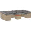 Image de vidaXL Ensemble de salon de jardin 11 pièces avec coussins Beige Poly Rattan
