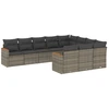 Image de vidaXL Ensemble de salon de jardin 10 pièces avec coussins Gris Poly Rattan