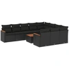 Image de vidaXL Ensemble de salon de jardin 11 pièces avec coussins noir poly rotin