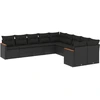 Image de vidaXL Ensemble de 10 canapés de jardin avec coussins noir poly rotin
