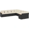 Image de vidaXL Ensemble de 10 canapés de jardin avec coussins noir poly rotin