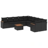 Image de vidaXL Ensemble de salon de jardin 11 pièces avec coussins noir poly rotin