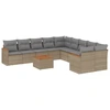 Image de vidaXL Ensemble de salon de jardin 11 pièces avec coussins Beige Poly Rattan