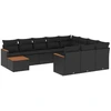 Image de vidaXL Ensemble de salon de jardin 11 pièces avec coussins noir poly rotin