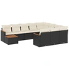 Image de vidaXL Ensemble de salon de jardin 11 pièces avec coussins noir poly rotin