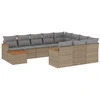 Image de vidaXL Ensemble de salon de jardin 11 pièces avec coussins Beige Poly Rattan