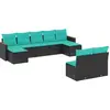 Image de vidaXL Ensemble de 9 canapés de jardin avec coussins, polyrattan noir