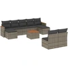 Image de vidaXL Ensemble de salon de jardin 10 pièces avec coussins Gris Poly Rattan