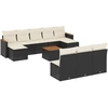 Image de vidaXL Ensemble de salon de jardin 11 pièces avec coussins noir poly rotin