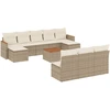 Image de vidaXL Ensemble de salon de jardin 11 pièces avec coussins Beige Poly Rattan