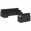Image de vidaXL Ensemble de salon de jardin 9 pièces avec coussins noir poly rotin