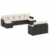 Image de vidaXL Ensemble de salon de jardin 9 pièces avec coussins noir poly rotin