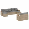 Image de vidaXL Ensemble de salon de jardin 9 pièces avec coussins beige Poly rotin