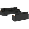 Image de vidaXL Ensemble de 10 canapés de jardin avec coussins noir poly rotin