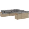 Image de vidaXL Ensemble de salon de jardin 11 pièces avec coussins Beige Poly Rattan