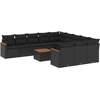 Image de vidaXL Ensemble de 12 canapés de jardin avec coussins noir poly rotin