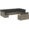 Image de vidaXL Ensemble de salon de jardin 12 pièces avec coussins Gris Poly rotin