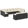 Image de vidaXL Ensemble de 13 canapés de jardin avec coussins noir poly rotin