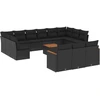 Image de vidaXL Ensemble de salon de jardin 14 pièces avec coussins noir Poly rotin