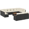 Image de vidaXL Ensemble de salon de jardin 14 pièces avec coussins noir Poly rotin