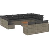 Image de vidaXL Ensemble de salon de jardin 14 pièces avec coussins Gris Poly rotin