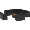 Image de vidaXL Ensemble de salon de jardin 14 pièces avec coussins noir Poly rotin