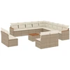 Image de vidaXL Ensemble de salon de jardin 14 pièces avec coussins Beige Poly Rattan