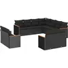 Image de vidaXL Ensemble de salon de jardin 11 pièces avec coussins noir poly rotin